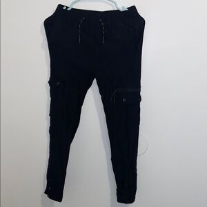 Black Tapered Joggers with Elastic Waistband
